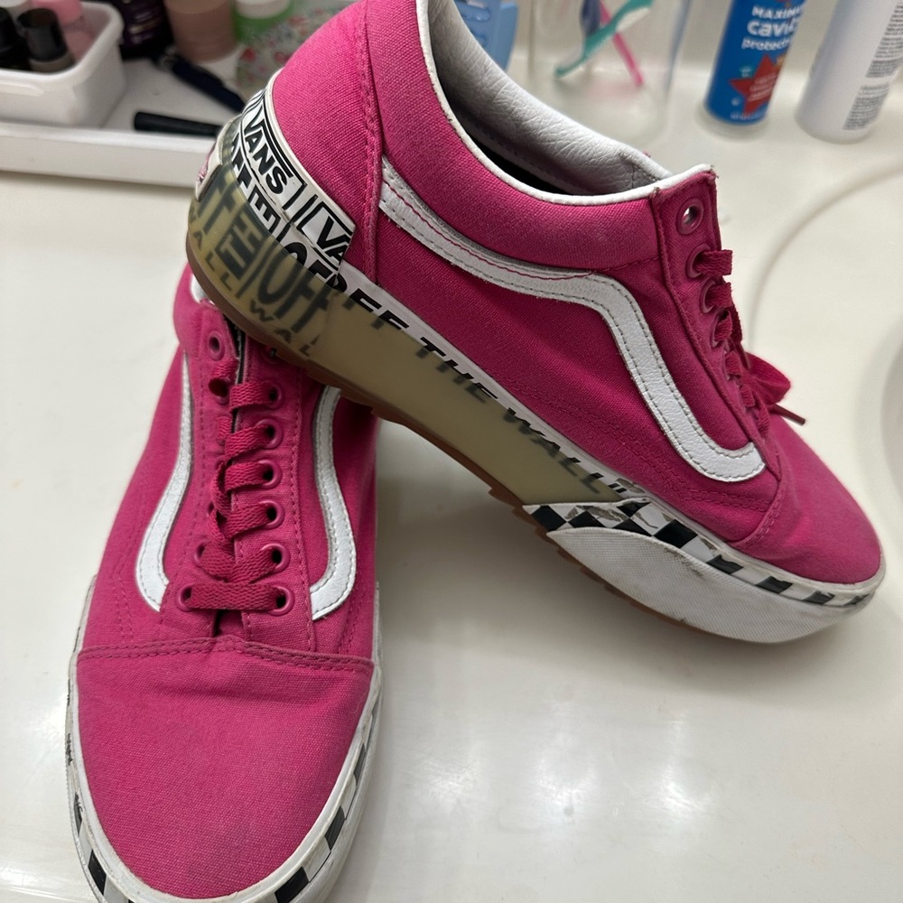Vans Pink Canvas Old Skool Sneakers with White Sidestripe